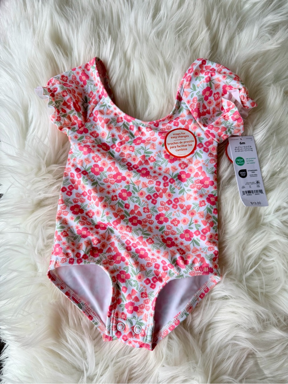 NWT Carters Floral One Piece Swimsuit (Size 6 months)